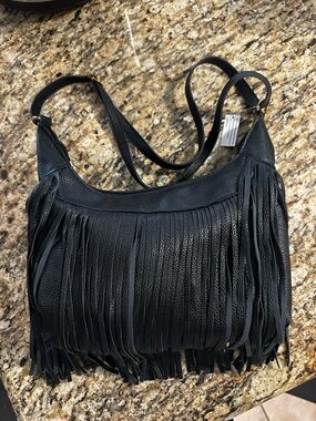Fringe Shoulder Bag - Black